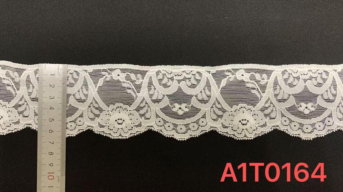 Quality 6.5cm Soft White Floral Nylon Stretch Lace Trim with Scalloped Flower Edge for Lingerie & Dress Sewing factory