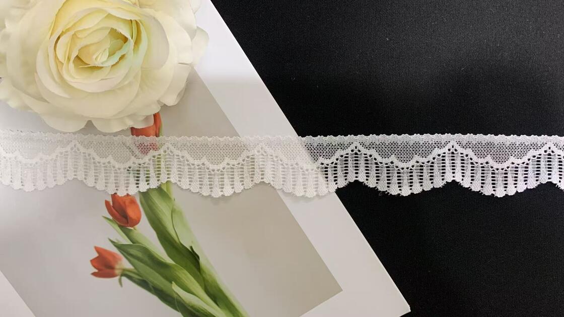 Quality Wave Hollow Mesh Lace with Vertical Stripe Detail, Soft Stretch Nylon Lace Trim for Dresses and Underwear Trimming factory