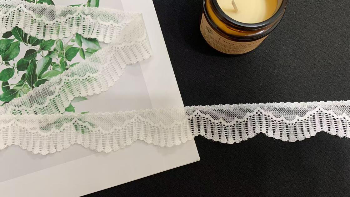 Quality Wave Hollow Mesh Lace with Vertical Stripe Detail, Soft Stretch Nylon Lace Trim for Dresses and Underwear Trimming factory