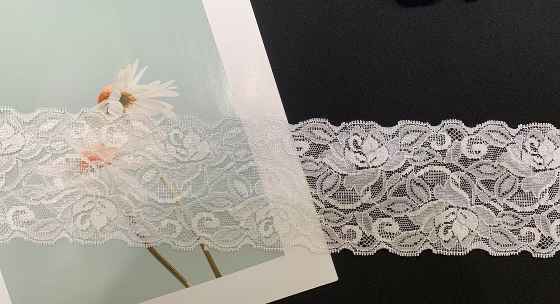 Quality 8cm Soft Stretch Lace Trim with Vivid Rose Hollow Patterns, Soft Nylon Fabric for Women's Dresses and Lingerie Sewing Decoration factory
