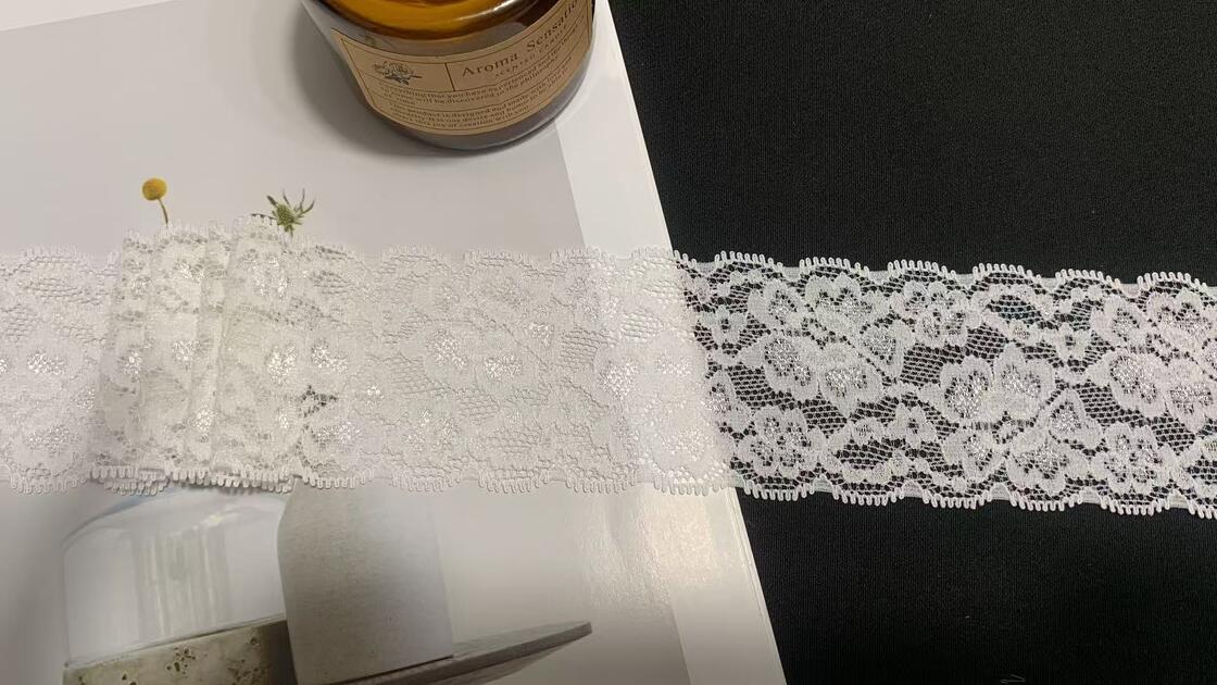 Quality 5.5cm White Heart Floral Hollow Lace Trim with Double Picot Edges Soft Nylon Fabric for Women's Lingerie factory