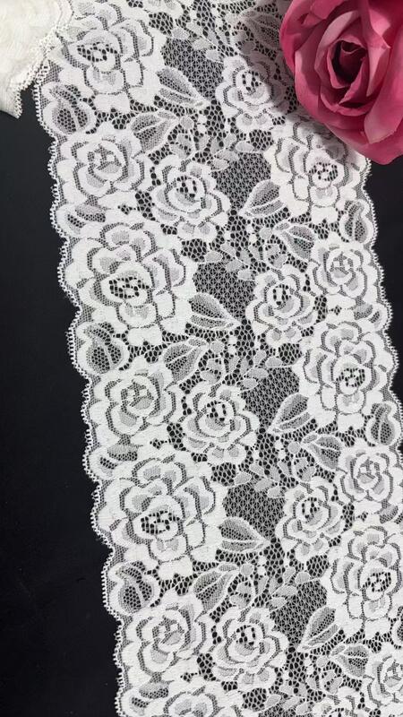 Quality 18CM Retro Vintage Hollow Bloom Elastic Lace Edging Premium Spandex Trim for Luxury Lingerie, Maxi Formal Dresses & Sofa Textile Handcraft factory