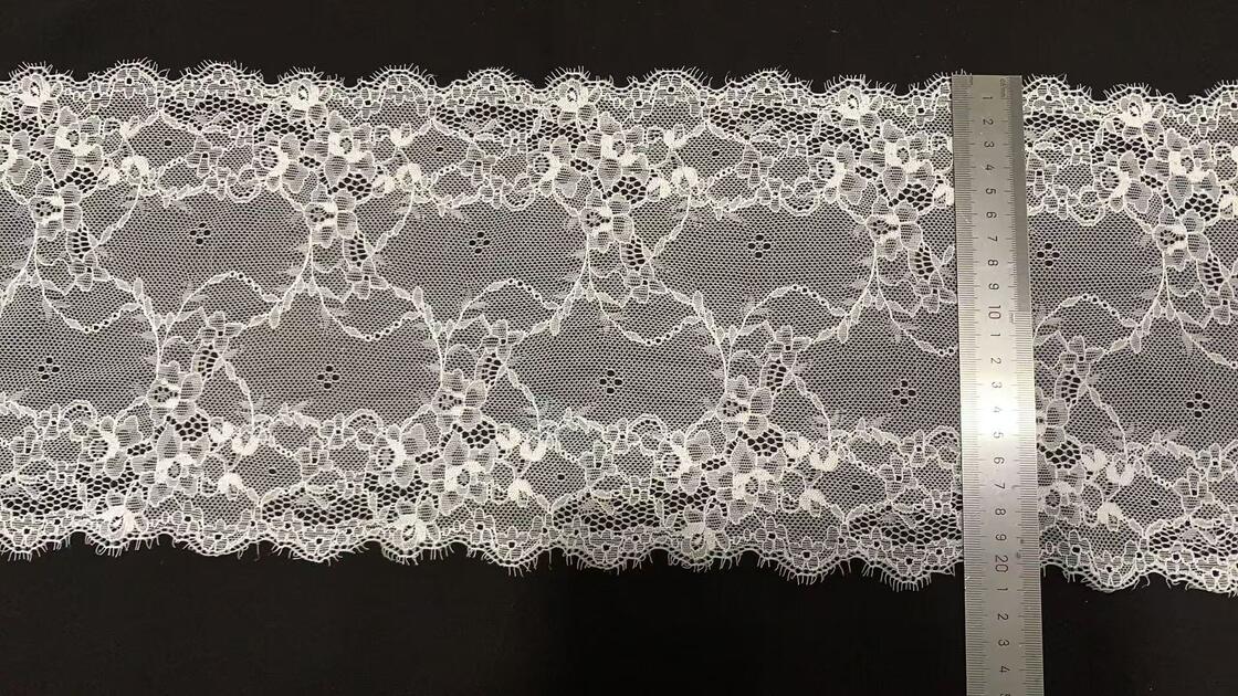 Quality 21CM Soft Romantic Vintage Hollow Floral Spandex Elastic Lace Trim Long-lasting Stretch Border for Nightwear, Prom Gowns & Tablecloth DIY Supplies factory
