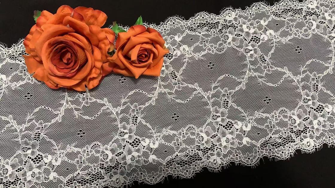 Quality 21CM Soft Romantic Vintage Hollow Floral Spandex Elastic Lace Trim Long-lasting Stretch Border for Nightwear, Prom Gowns & Tablecloth DIY Supplies factory