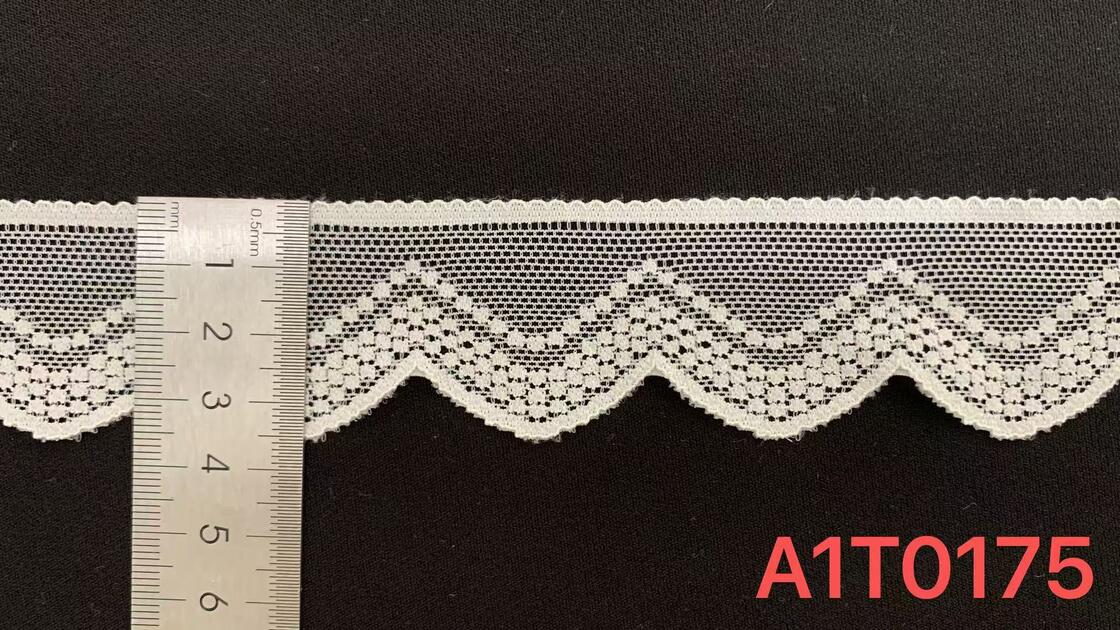 Quality 3.6cm Elastic Scalloped Wave Nylon Mesh Lace Trim Soft Embroidery Fabric Bulk Supply for Wedding Dress Garment Decoration factory