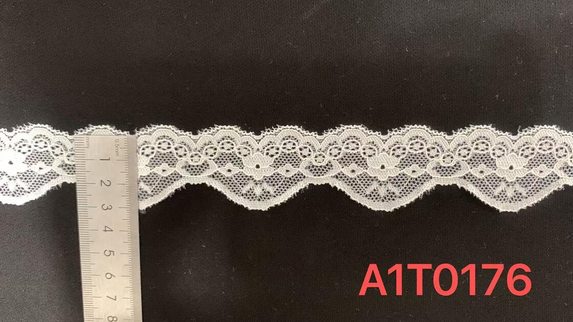 Quality 3cm Gorgeous Floral Scalloped Lace Trim with Fine Mesh Texture, Stretchy Soft Material Ideal for Wedding Dress Hem, Blouses and Elegant Lingerie DIY Crafts. factory
