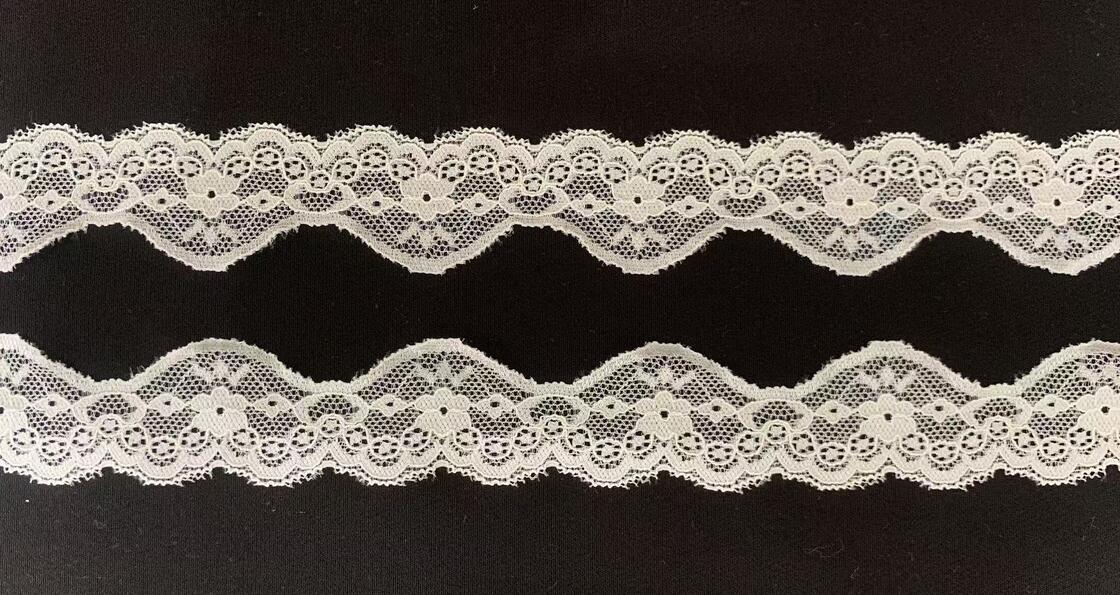 Quality 3cm Gorgeous Floral Scalloped Lace Trim with Fine Mesh Texture, Stretchy Soft Material Ideal for Wedding Dress Hem, Blouses and Elegant Lingerie DIY Crafts. factory