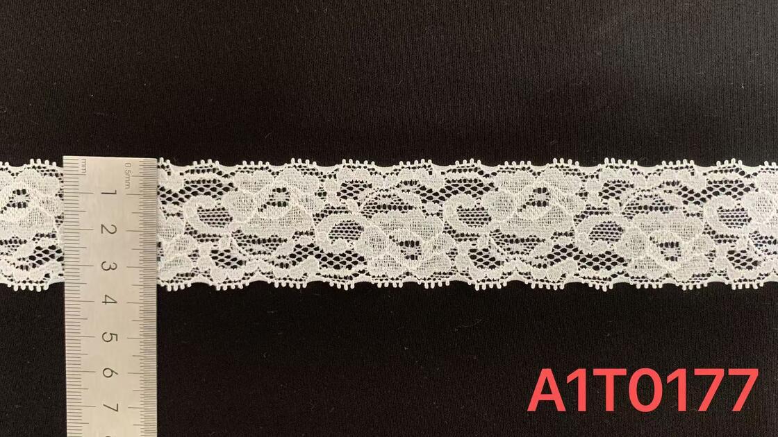 Quality 3.5cm Vintage Floral Elastic Lace Trim with Fine Hollow Nylon Mesh for Lingerie, Blouses & Women Dress Decoration factory