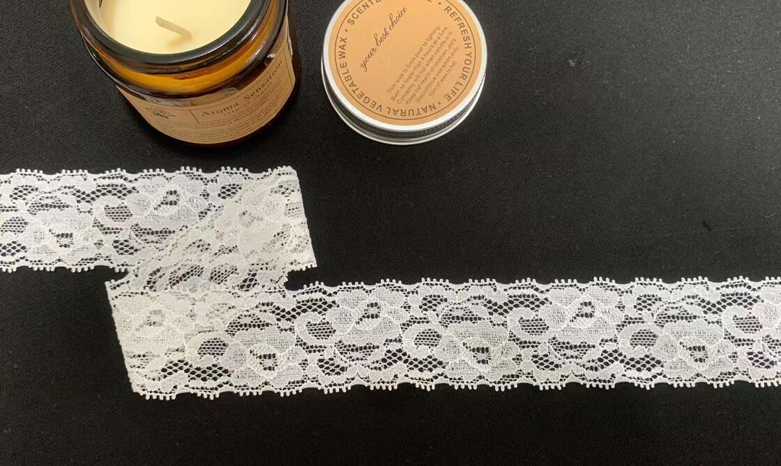 Quality 3.5cm Vintage Floral Elastic Lace Trim with Fine Hollow Nylon Mesh for Lingerie, Blouses & Women Dress Decoration factory
