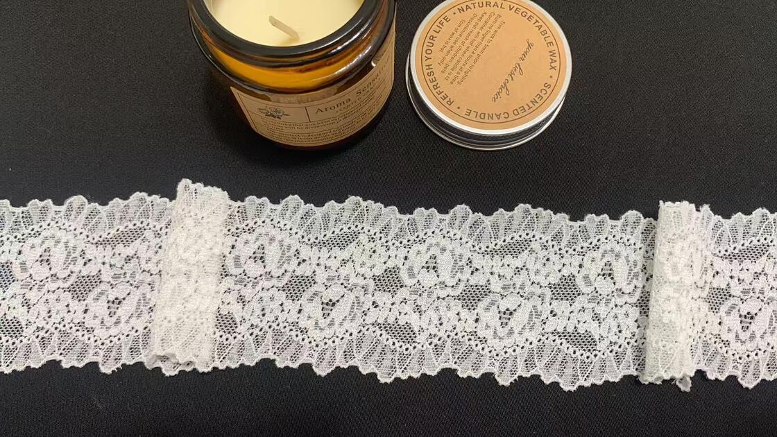 Quality High Quality Elastic French Lace Ribbon Breathable Tulle Floral Border Nylon/Spandex 6cm Width Knitted Apparel Garment factory