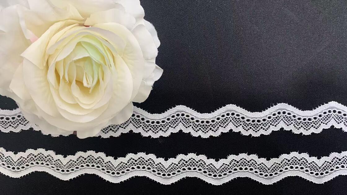 Quality 1.7cm hobo luxury dot nylon spandex lace trim, sheer lightweight lace for birthday dresses & flowy skirts factory