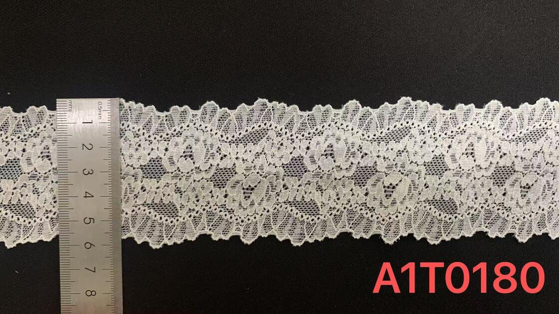 Quality 5.8cm Romantic Floral Scalloped Stretch Lace Trim, Soft Nylon Lace for Dress Edging & Underwear Decoration factory