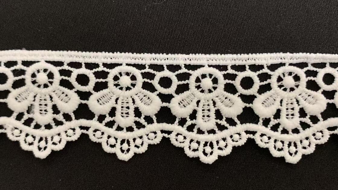 Quality 3.5cm White Milk Silk Floral Lace Trim, Soft Skin-Friendly Scalloped Edge Elastic Lace, Premium Drapable Floral Ribbon for Garment Dress, Intimate Apparel, Home Textile, Shoes and Bags DIY Sewing Deco factory