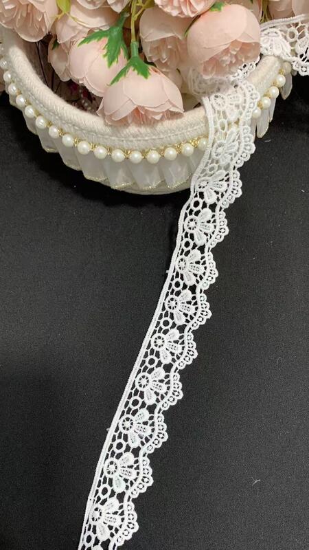 Quality 3.5cm White Milk Silk Floral Lace Trim, Soft Skin-Friendly Scalloped Edge Elastic Lace, Premium Drapable Floral Ribbon for Garment Dress, Intimate Apparel, Home Textile, Shoes and Bags DIY Sewing Deco factory