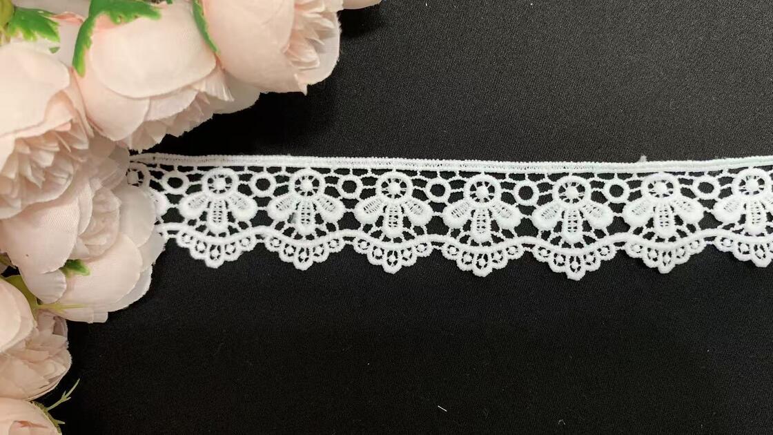 Quality 3.5cm White Milk Silk Floral Lace Trim, Soft Skin-Friendly Scalloped Edge Elastic Lace, Premium Drapable Floral Ribbon for Garment Dress, Intimate Apparel, Home Textile, Shoes and Bags DIY Sewing Deco factory