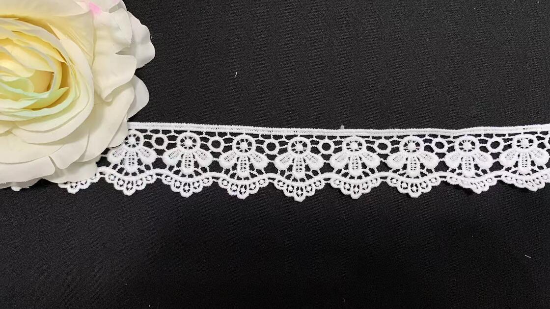Quality 3.5cm White Milk Silk Floral Lace Trim, Soft Skin-Friendly Scalloped Edge Elastic Lace, Premium Drapable Floral Ribbon for Garment Dress, Intimate Apparel, Home Textile, Shoes and Bags DIY Sewing Deco factory