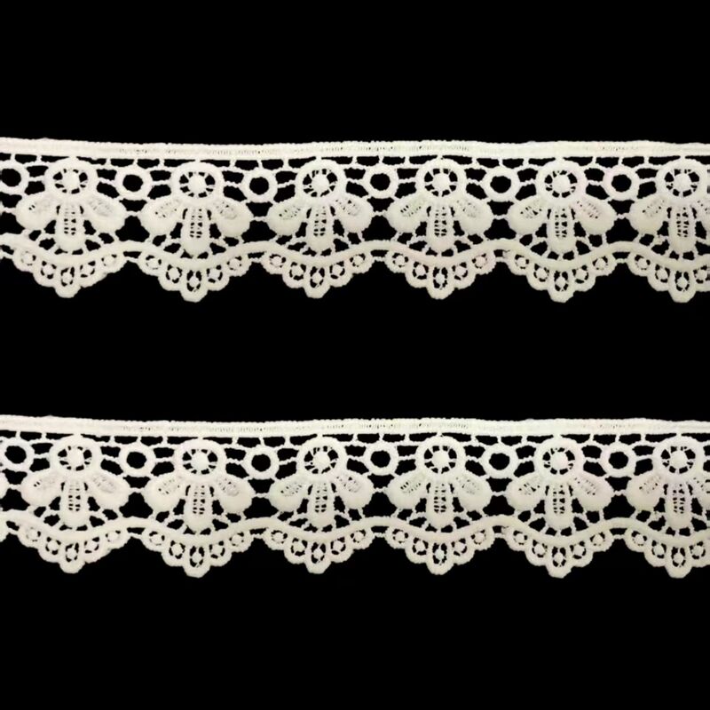Quality 3.5cm White Milk Silk Floral Lace Trim, Soft Skin-Friendly Scalloped Edge Elastic Lace, Premium Drapable Floral Ribbon for Garment Dress, Intimate Apparel, Home Textile, Shoes and Bags DIY Sewing Deco factory