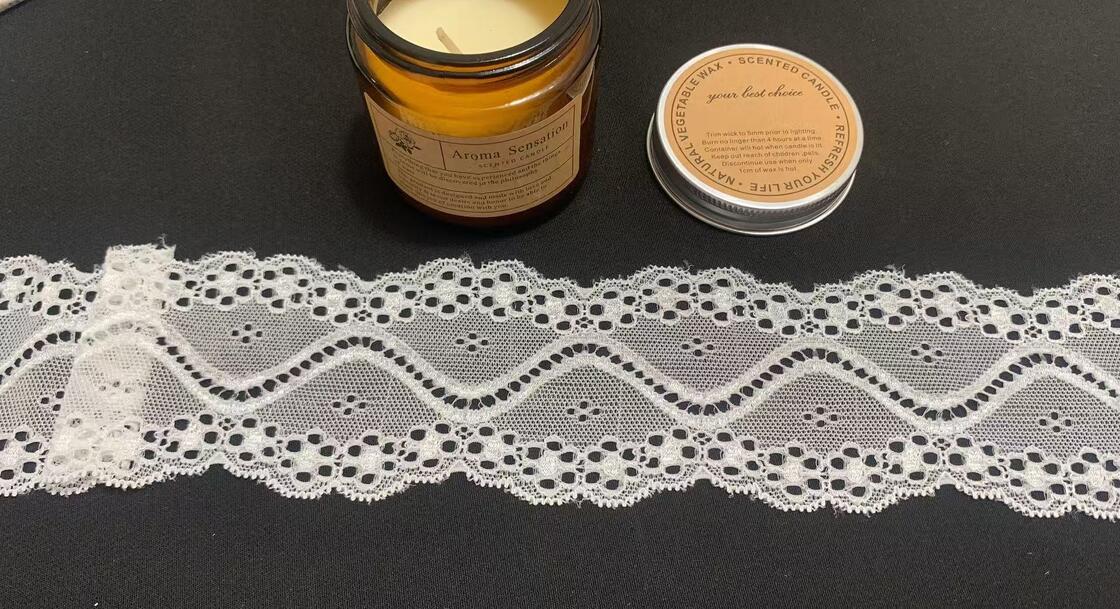 Quality 6cm Lightweight Wavy Dot Wavy Dot Hollow Elastic Lace, Stretchy Soft Nylon Material, Suitable for Lingerie, Children's Wear and Women's Garments. factory
