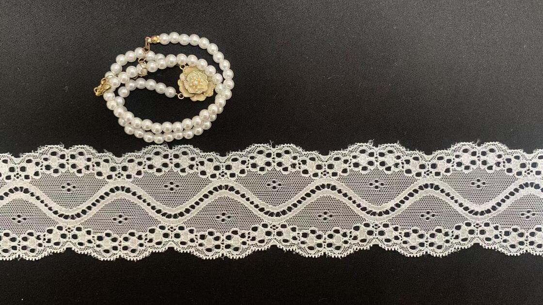 Quality 6cm Lightweight Wavy Dot Wavy Dot Hollow Elastic Lace, Stretchy Soft Nylon Material, Suitable for Lingerie, Children's Wear and Women's Garments. factory