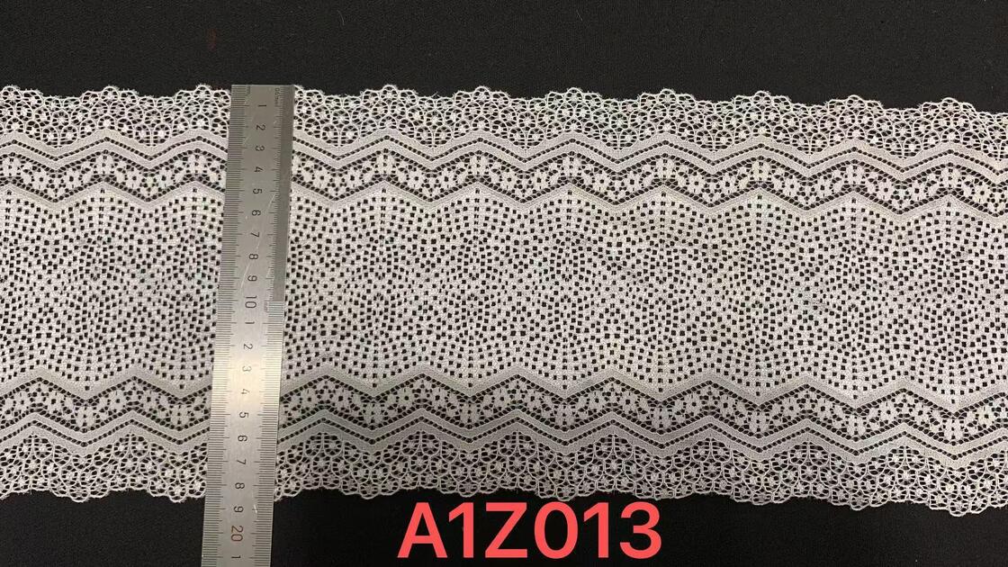 Quality Premium French Lace Luxury Fancy Vintage Wave Jacquard Stretch Lace Trim White Elastic Lace Tape Breathable Mesh Lace Border DIY factory