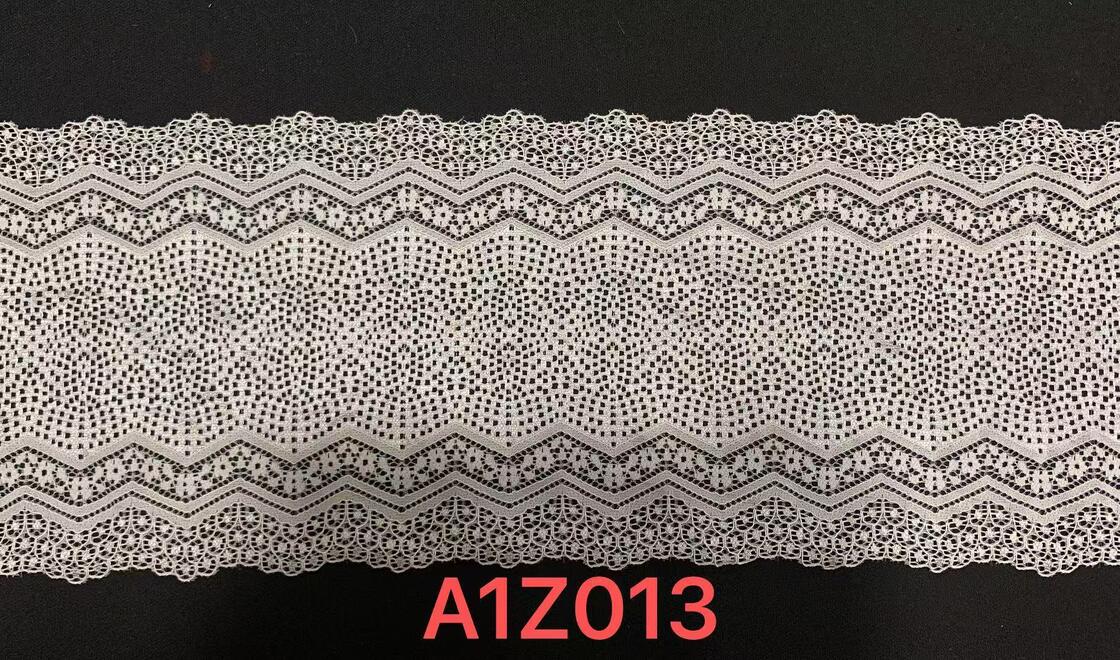 Quality Premium French Lace Luxury Fancy Vintage Wave Jacquard Stretch Lace Trim White Elastic Lace Tape Breathable Mesh Lace Border DIY factory