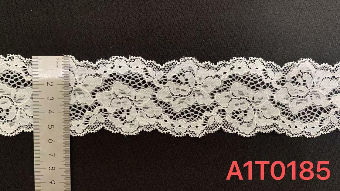 Quality 5.5cm Heart Hollow Floral Elastic Nylon Lace Trim Double Scalloped Edge for Lingerie Nightgown Wedding and Women Apparel Decoration factory
