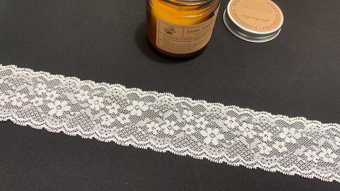 Quality 5cm Thin Small Foral Hollow Elastic Nylon Lace Trim Mini Double Scalloped Edge Lightweight Fabric for Lingerie Kids Garment and Daily Fashion Dress Decoration factory