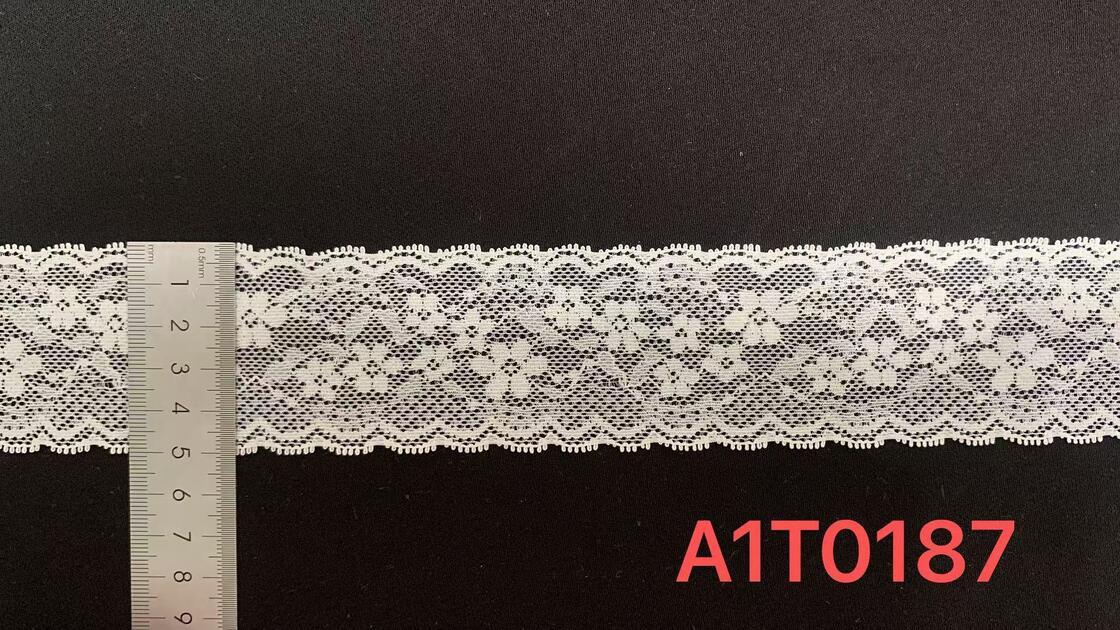 Quality 5cm Thin Small Foral Hollow Elastic Nylon Lace Trim Mini Double Scalloped Edge Lightweight Fabric for Lingerie Kids Garment and Daily Fashion Dress Decoration factory