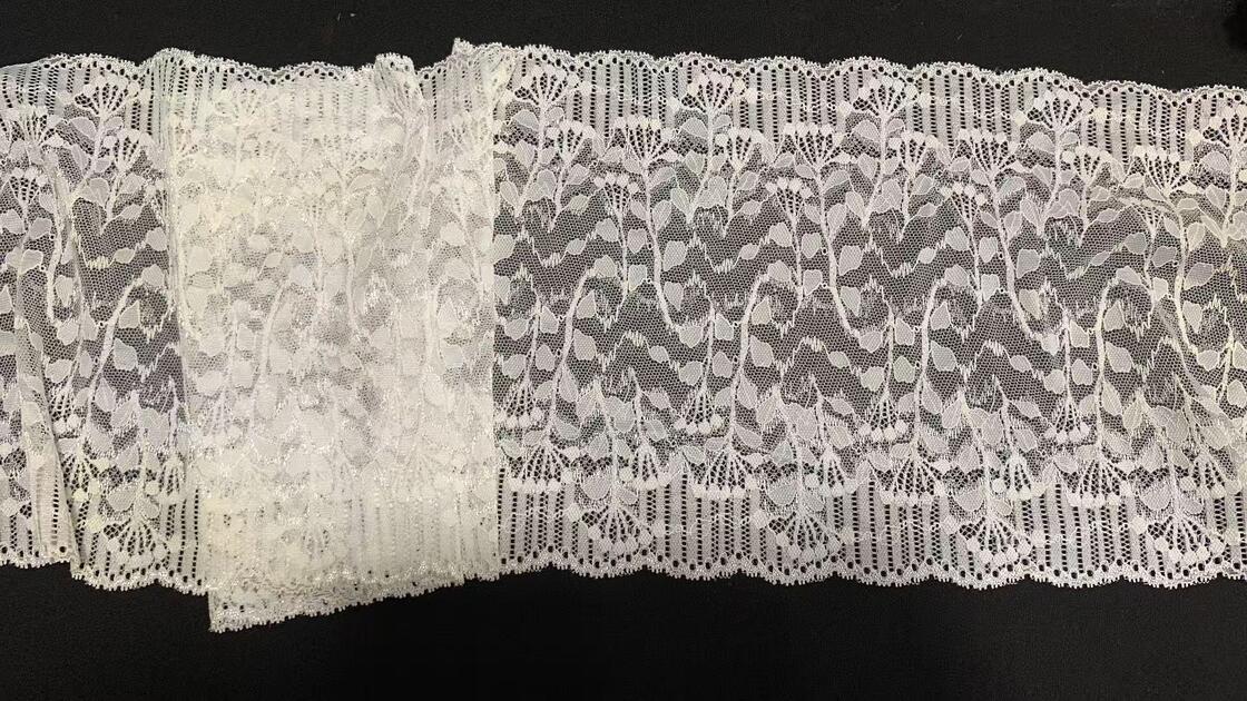 Quality A1Z014# Elastic Floral Stretch Lace Trim, Nylon Spandex Leaf Pattern Lace Band for Lingerie Dress factory