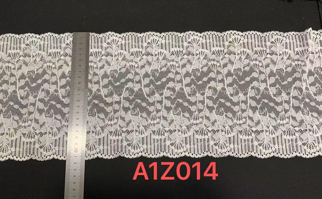 Quality A1Z014# Elastic Floral Stretch Lace Trim, Nylon Spandex Leaf Pattern Lace Band for Lingerie Dress factory