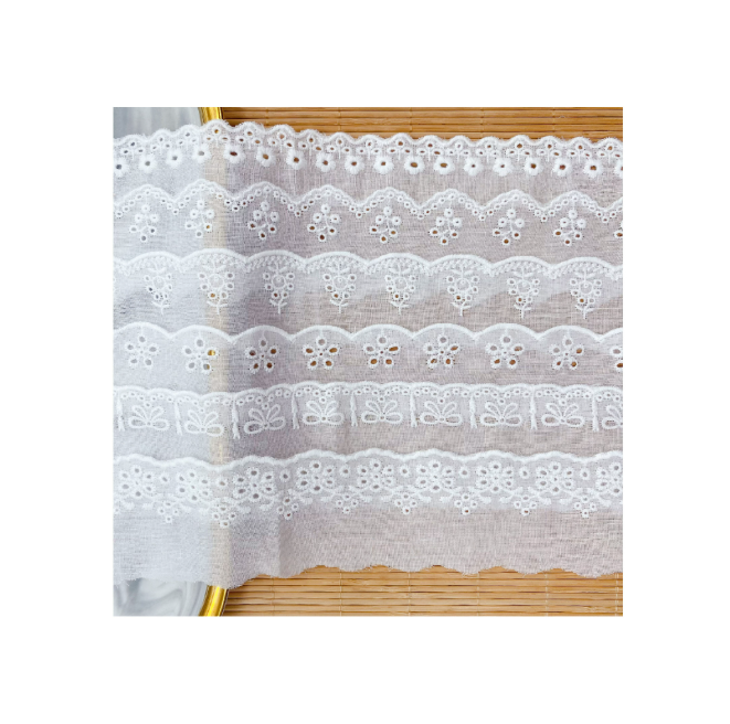 Quality Vintage Cotton Lace Trim with Scalloped Edge and Middle East Design for Apparel and Home Textile factory
