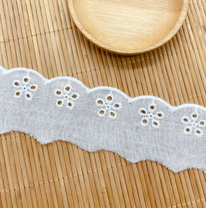 Quality Vintage Cotton Lace Trim with Scalloped Edge and Middle East Design for Apparel and Home Textile factory