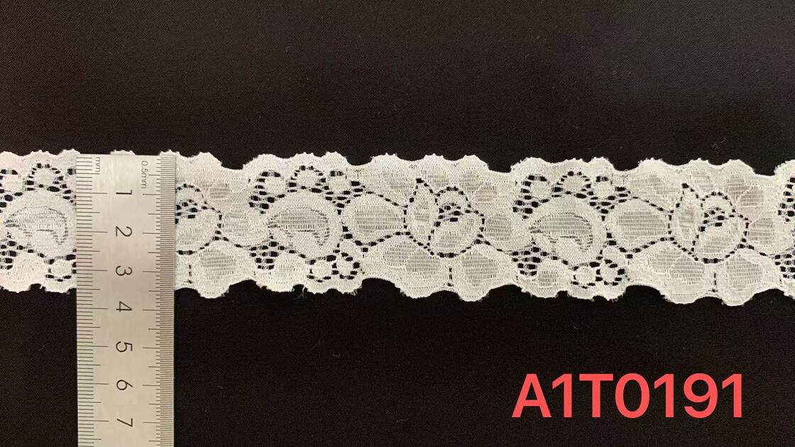 Quality 3.5cm Vintage Floral Nylon Lace Trim with Double Scalloped Edge for Lingerie and Garment Decoration factory