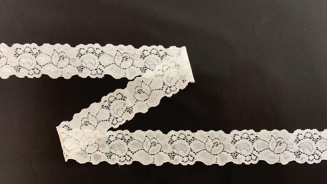 Quality 3.5cm Vintage Floral Nylon Lace Trim with Double Scalloped Edge for Lingerie and Garment Decoration factory
