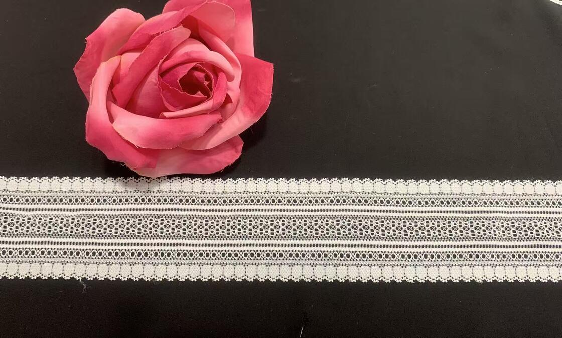 Quality 6.5cm Double Side Grid Hollow Elastic Nylon Lace Trim Soft Thin Fabric for Lingerie and Dress Decoration factory