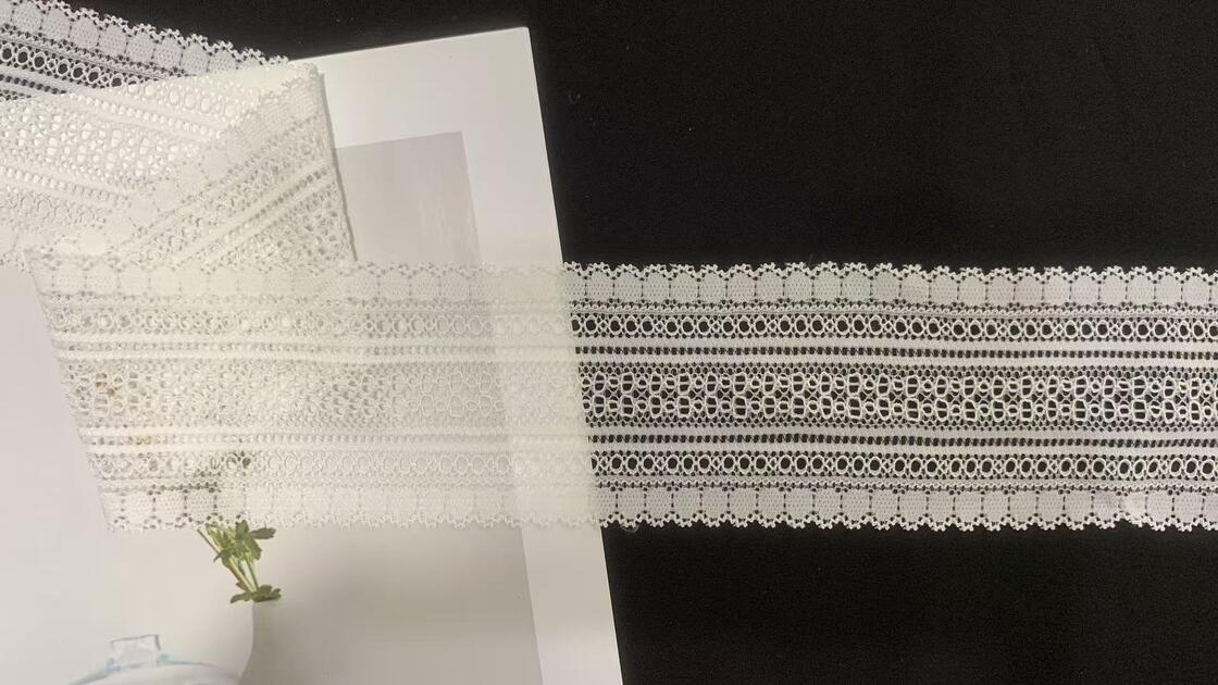 Quality 6.5cm Double Side Grid Hollow Elastic Nylon Lace Trim Soft Thin Fabric for Lingerie and Dress Decoration factory