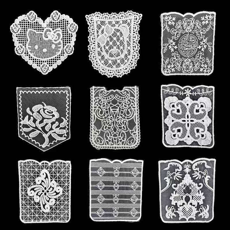 Quality Exquisite Mesh + Cotton/Polyester Embroidery Patches Water-Soluble Heart-Shaped and Pocket Embroidery for Children's Clothing factory