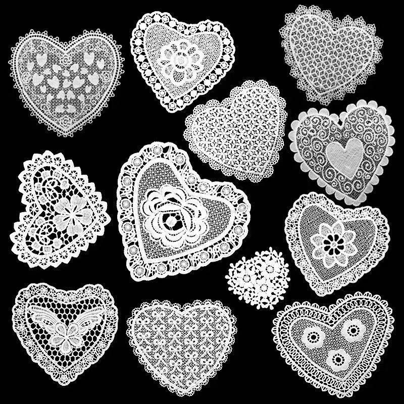 Quality Exquisite Mesh + Cotton/Polyester Embroidery Patches Water-Soluble Heart-Shaped and Pocket Embroidery for Children's Clothing factory