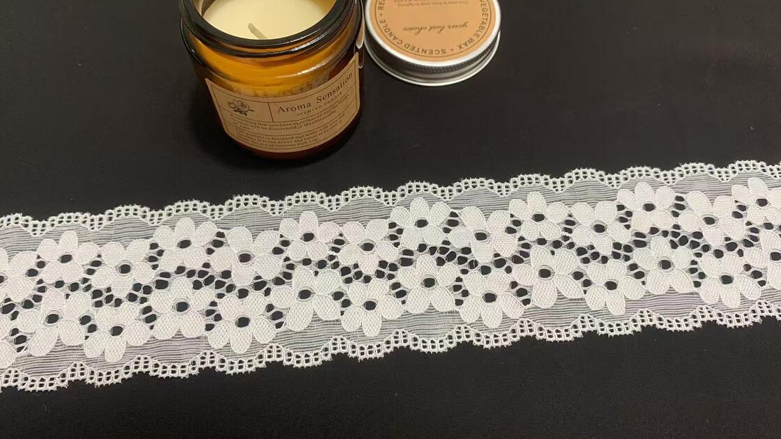 Quality 6.5cm Soft Breathable Floral Hollow Stretch Lace Ribbon White Elastic Lace Accessory Suitable for Skirt Lingerie Handmade Craft Apparel Accessories Large Quantity Supply factory