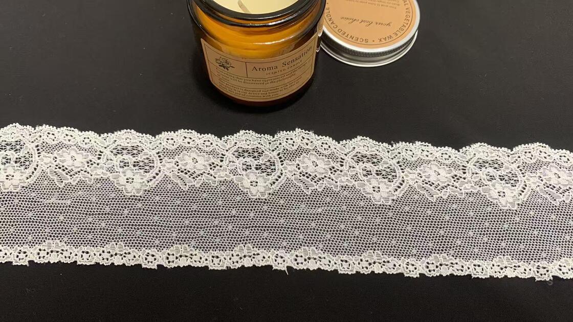Quality 6.5cm Elastic Nylon Spandex Lace Trim with Single Scalloped Edge and Soft Mesh Base for T-shirt and Ladies Apparel factory