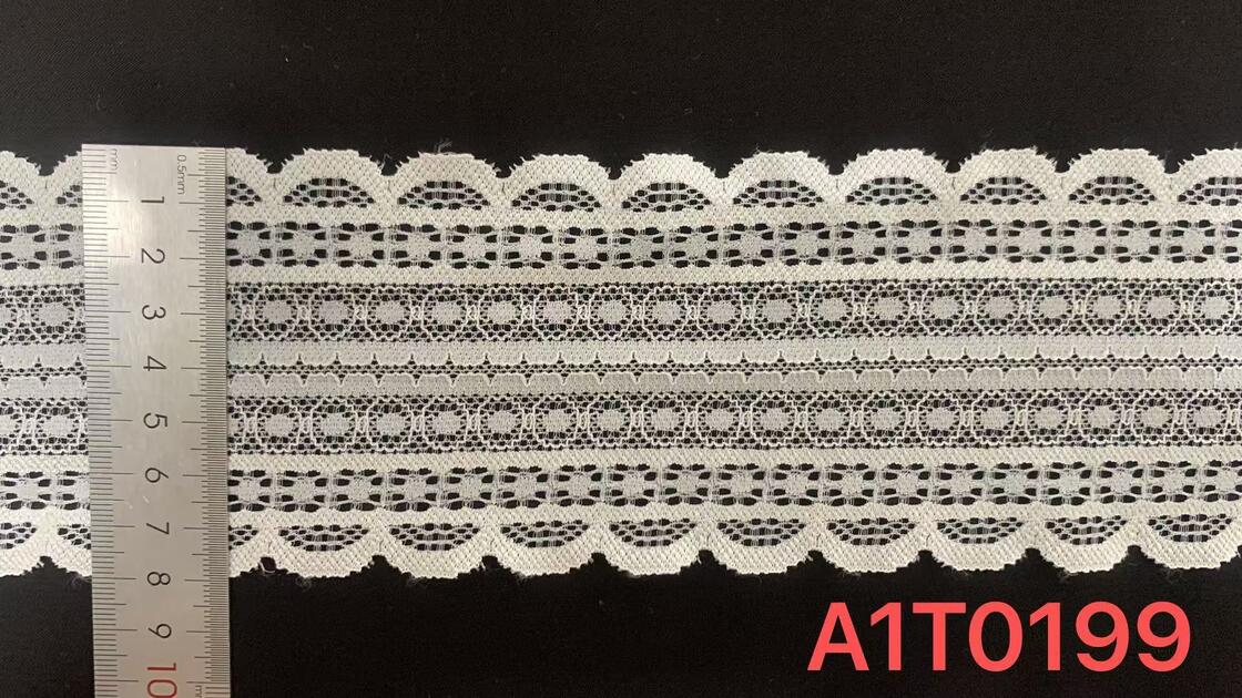 Quality 8cm Symmetrical Wavy Edge Stretch Lace Trim with Fine Geometric Mesh for Tee Dress and Loungewear factory