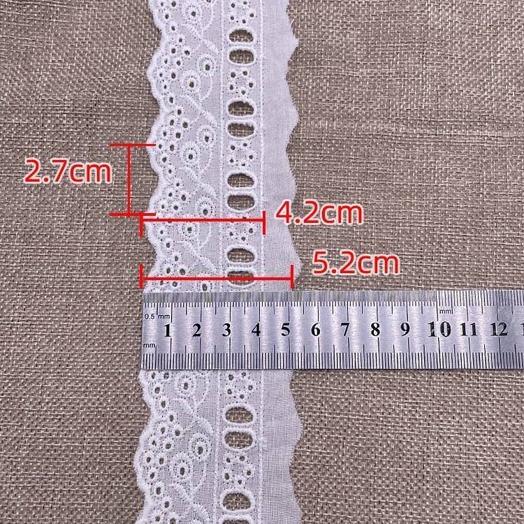 Quality 100% Cotton Floral Embroidery Lace Trim with Scalloped Edge for Garments and Home Textiles factory