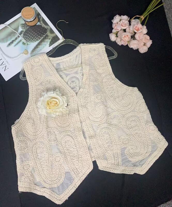 Quality Bohemian lace knit vest retro hollow knit V-neck sleeveless camisole tank top factory