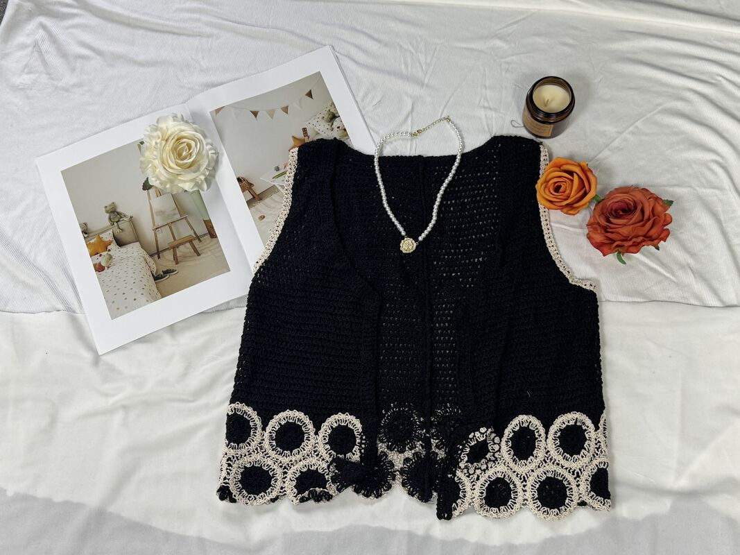 Quality Bohemian lace knit vest retro hollow knit V-neck sleeveless camisole tank top factory