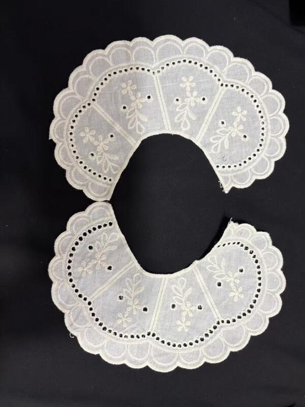 Quality Cotton Embroidery Detachable Peter Pan Collar Vintage Floral Eyelet Lace Fake Collar For Women Dress Blouse Decor factory