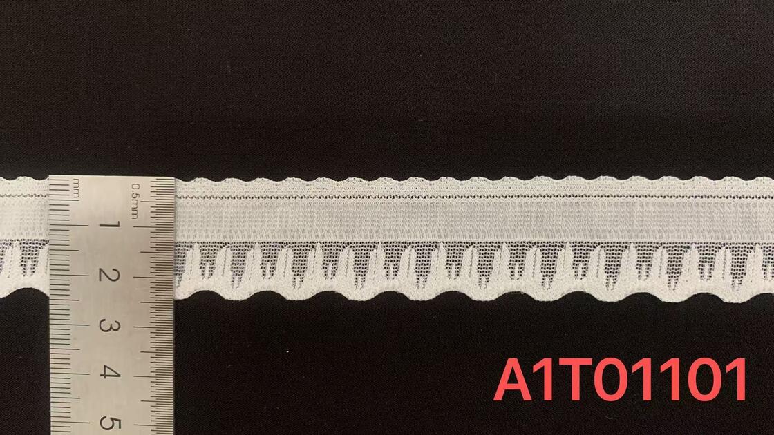 Quality 2.5cm Width Hollow Mesh Elastic Lace Trim with Double Scalloped Wavy Edge for Lingerie and Sleepwear factory