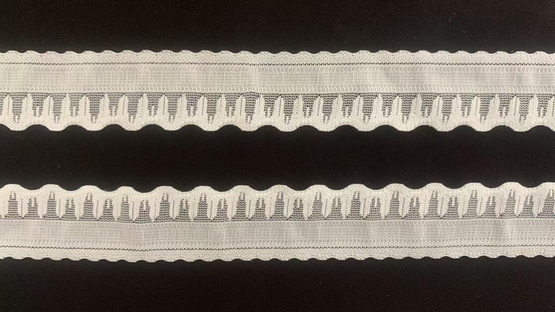 Quality 2.5cm Width Hollow Mesh Elastic Lace Trim with Double Scalloped Wavy Edge for Lingerie and Sleepwear factory