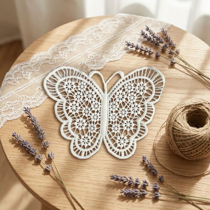 Quality Eco-Friendly Polyester Water-Soluble Embroidery Butterfly Patches for Children's Apparel and Home Textiles Decoration factory