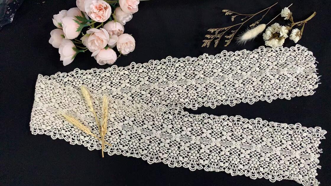 Quality Cotton Water Soluble Hollow Out Lace Trim Elegant Scalloped Edge Guipure Lace Ribbon For Dress Underwear  Decoration factory