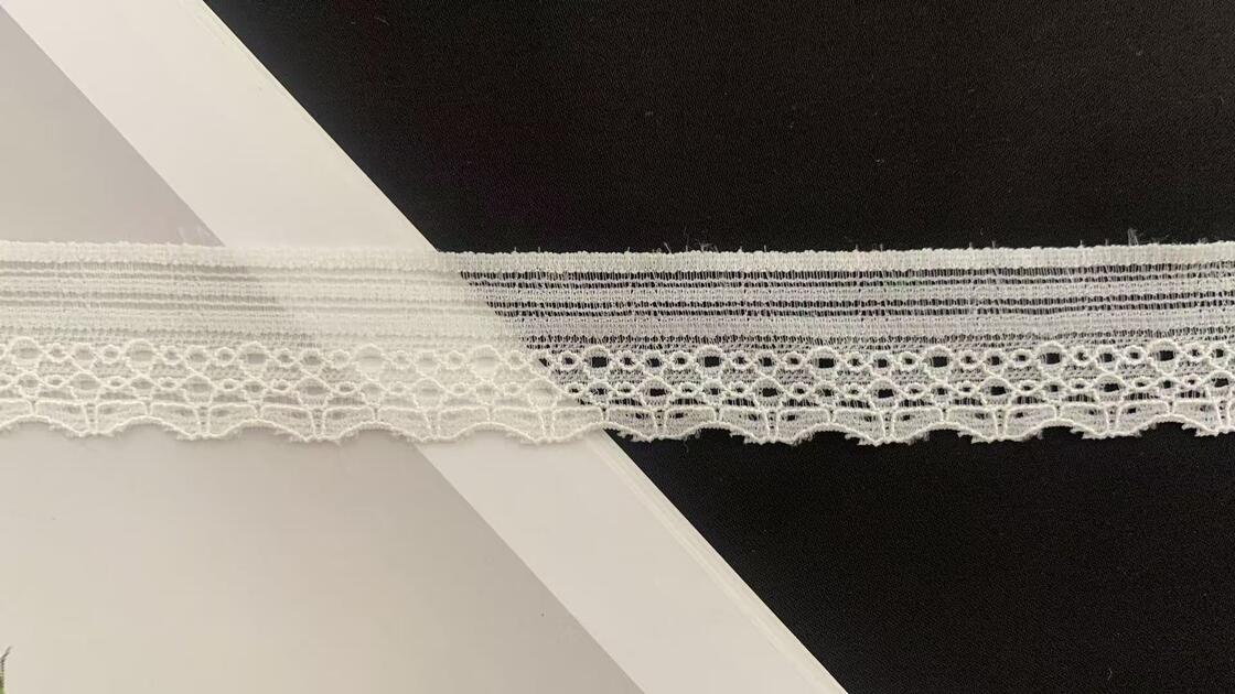 Quality 2.5cm Width Scalloped Edge Hollow Mesh Elastic Nylon Spandex Lace Trim for Lingerie and Garment Accessories factory